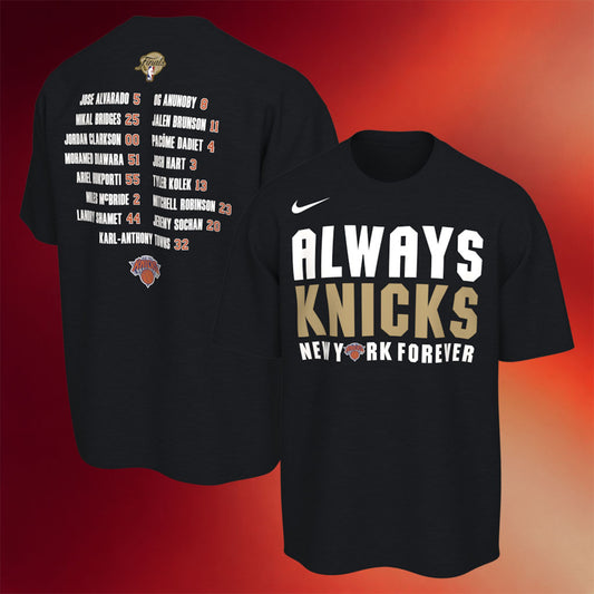 New York Knicks Champions Merch NY Knicks 2026 Finals Champions Roster Club T-Shirt Black