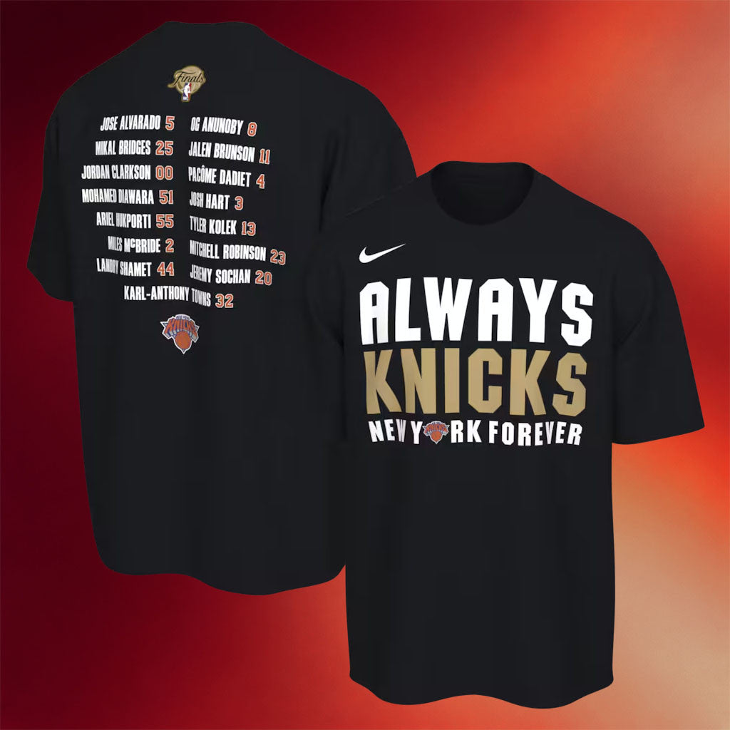 NY Knicks Champions Merch 2026 New York Knicks Black 2026 Finals Champions Roster Club T-Shirt