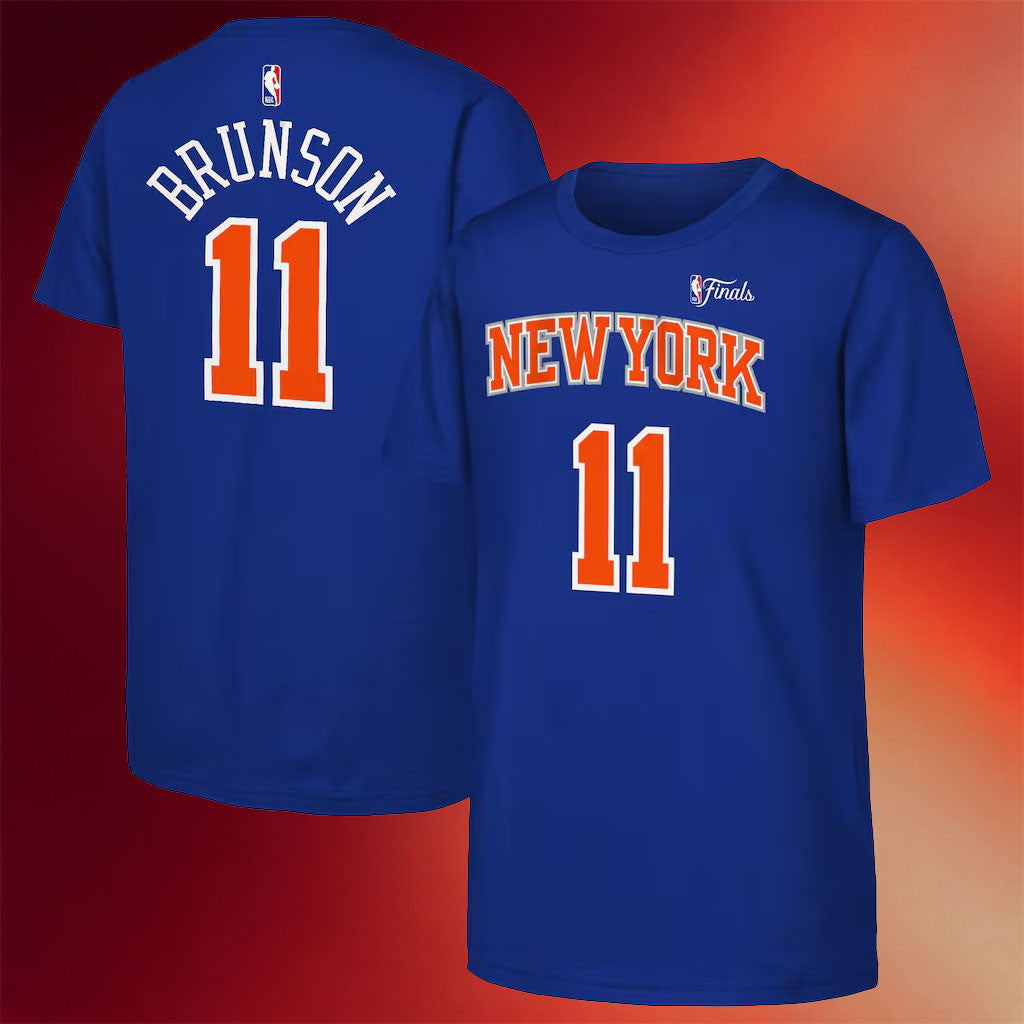 Jalen Brunson Merch 2026 New York Knicks Finals Champions #11 Jalen Brunson T-Shirt Blue