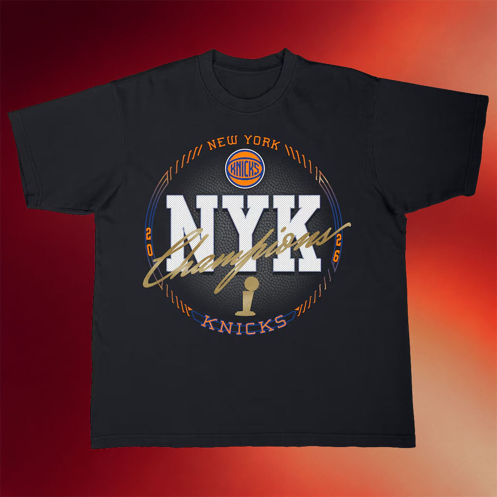 New York Knicks Champions Merch NY Knicks Black 2026 Finals Champions All Access Urban T-Shirt