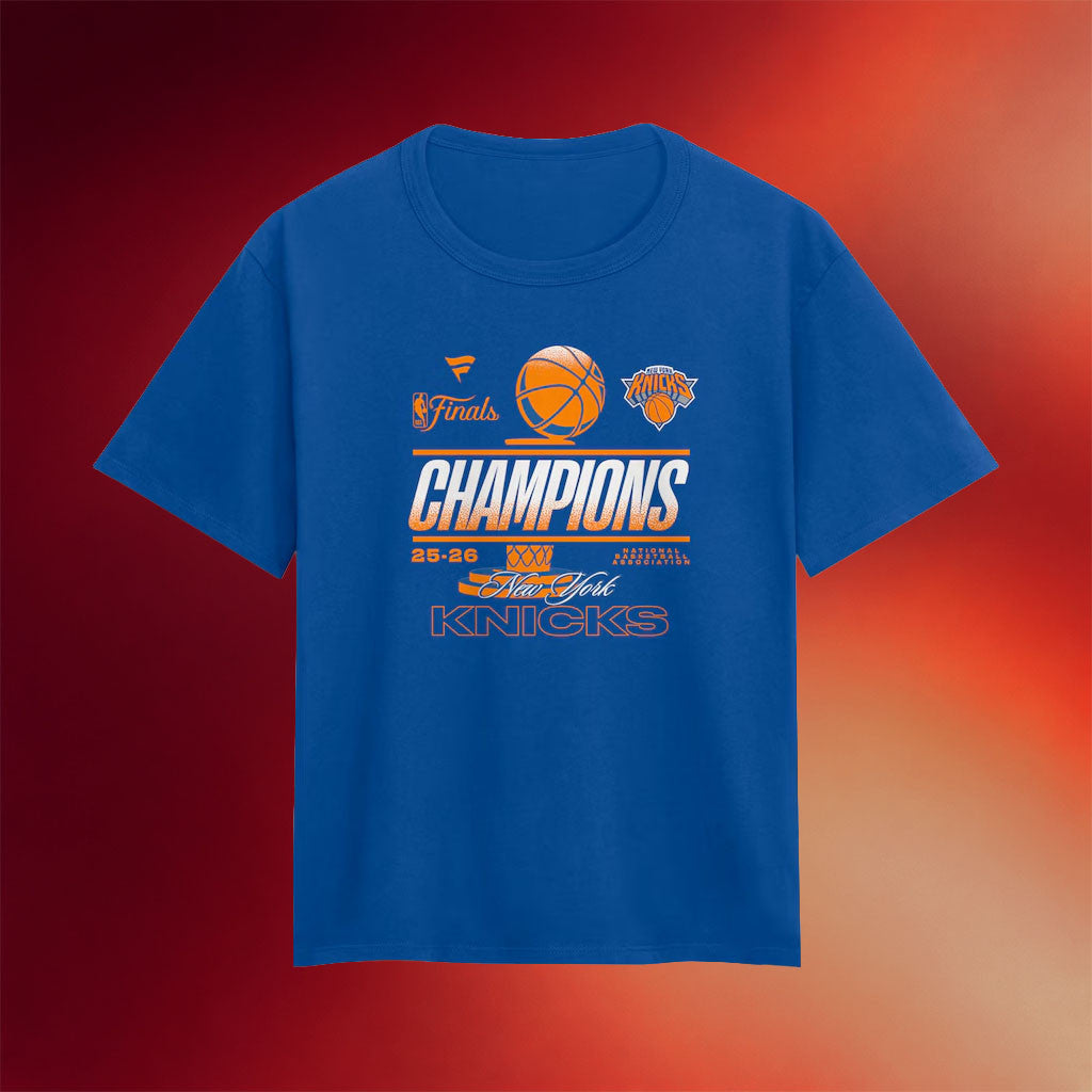 2026 New York Knicks Championship Shirt NY Knicks Finals Champions Trophy T-Shirt Blue