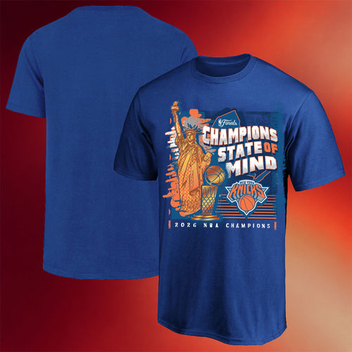 NY Knicks Champions Merch 2026 New York Knicks 47 Blue Finals Champions State of Mind T-Shirt