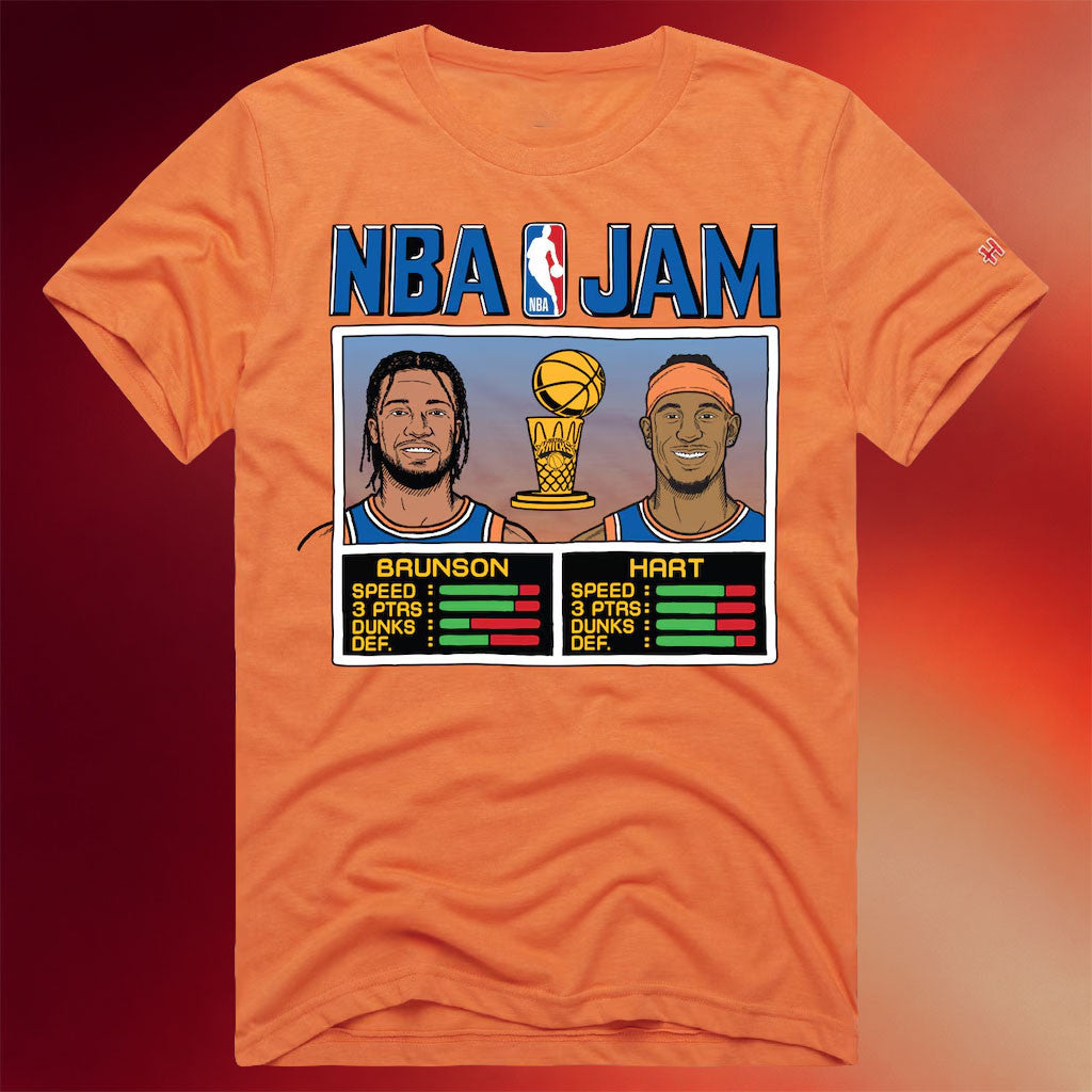 New York Knicks Champions Merch NY Knicks Josh Hart And Jalen Brunson Homage 2026 Finals Champions T-Shirt