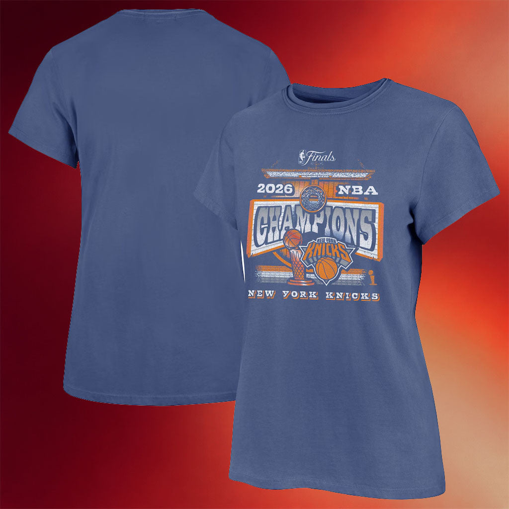 2026 New York Knicks Champions Merch NY Knicks 47 2026 Finals Champions Frankie T-Shirt Blue