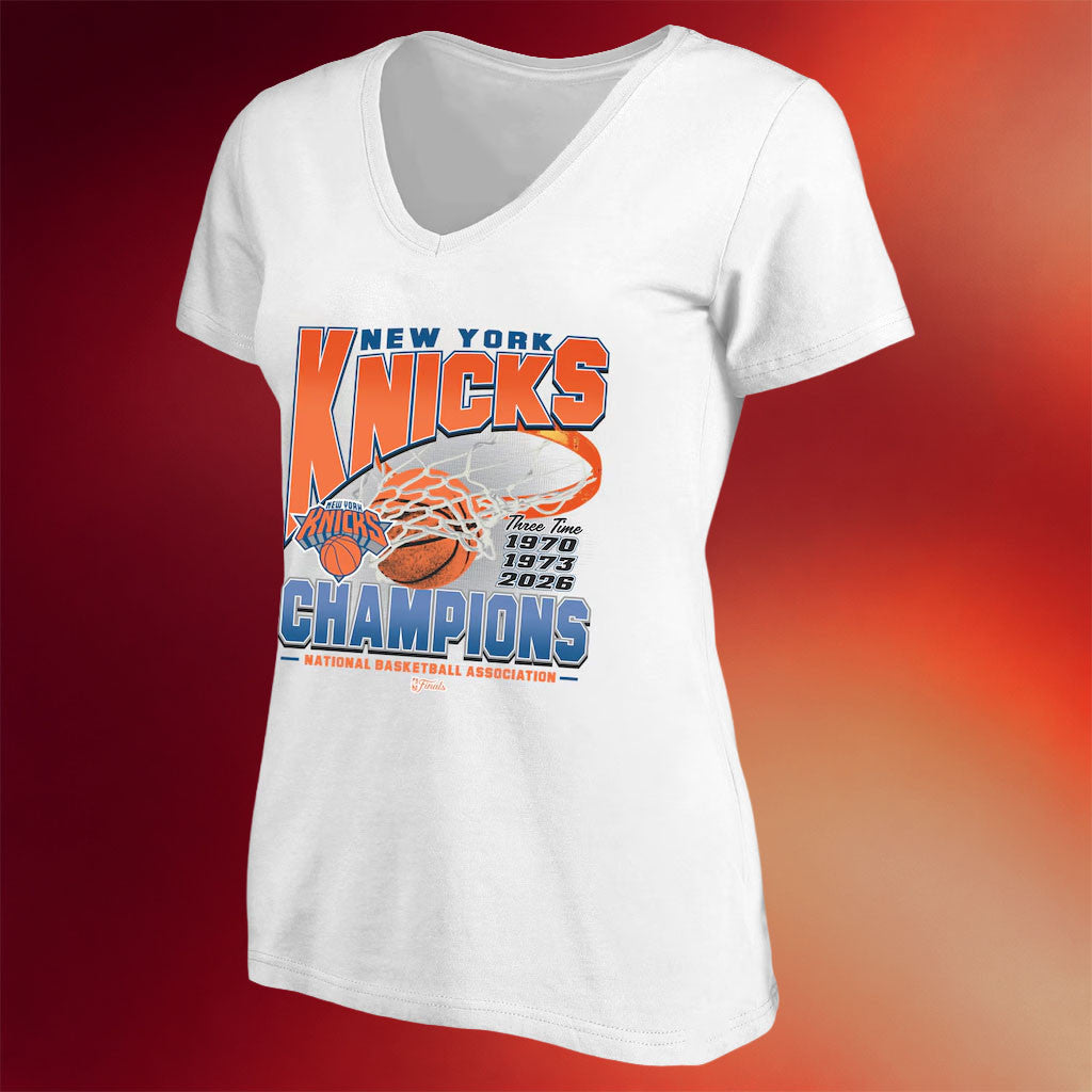 2026 New York Knicks Champions Merch NY Knicks Finals Champions V-Neck T-Shirt Gifts For Women