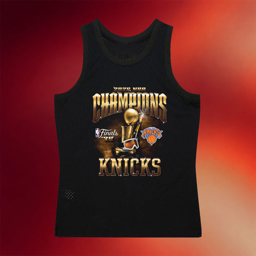 New York Knicks Champions Merch Knicks Mitchell And Ness Black 2026 Finals Champions Tank Top