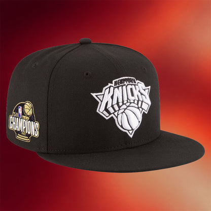 New York Knicks Champions Merch Black NY Knicks 2026 Finals Champions Snapback Hat Embroidered