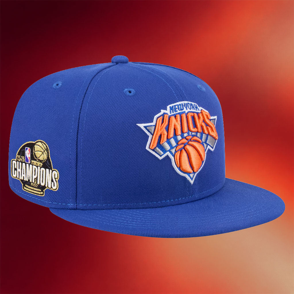 New York Knicks Champions Merch Knicks 2026 Finals Champions Blue Snapback Hat Embroidered