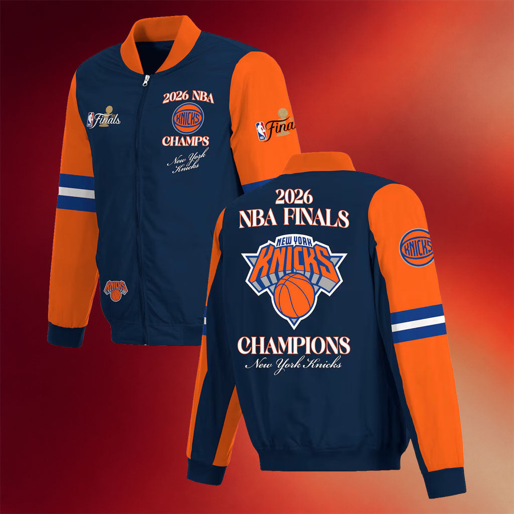 New York Knicks Champions Merch 2026 NY Knicks Navy Orange Finals Champions Zip Jacket Fan Gift