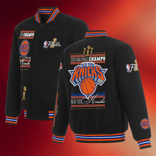 New York Knicks Champions Merch NY Knicks JH Design Black 2026 Finals Champions Jacket Fan Gifts
