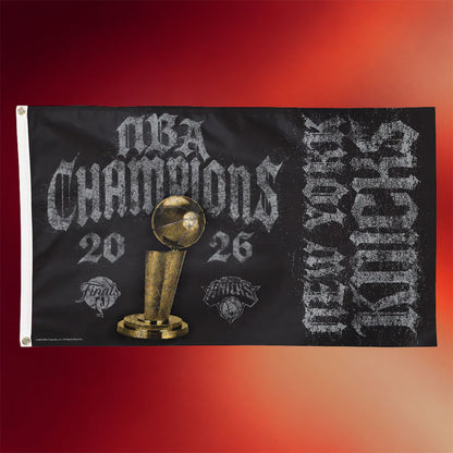New York Knicks Champions Merch Knicks WinCraft 2026 Finals Champions Locker Room Flag Decor
