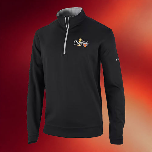 New York Knicks Champions Merch NY Knicks Columbia Black 2026 Finals Champions Quarter-Zip Shirt