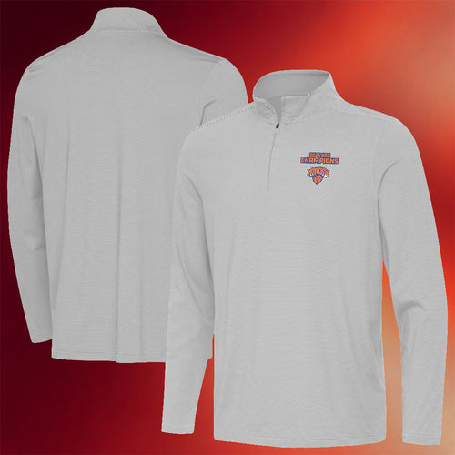New York Knicks Champions Merch NY Knicks Gray 2026 Finals Champions Quarter-Zip Shirt Fan Gear