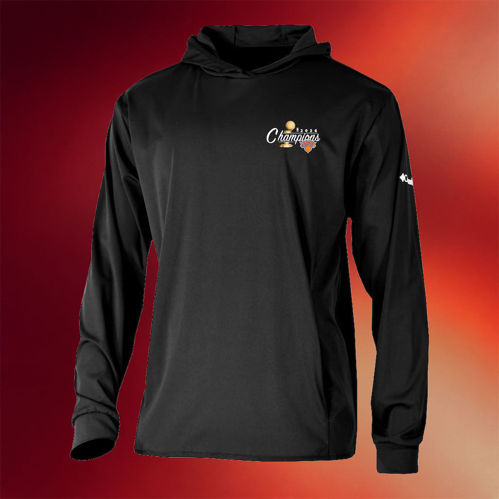 NY Knicks Champions Merch New York Knicks Columbia Black 2026 Finals Champions Hoodie Fan Gifts