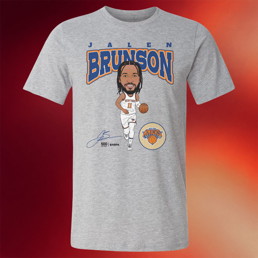 Jalen Brunson Merch 2026 Jalen Brunson NY Knicks Hardwood Comic T-Shirt Knicks Champions Merch