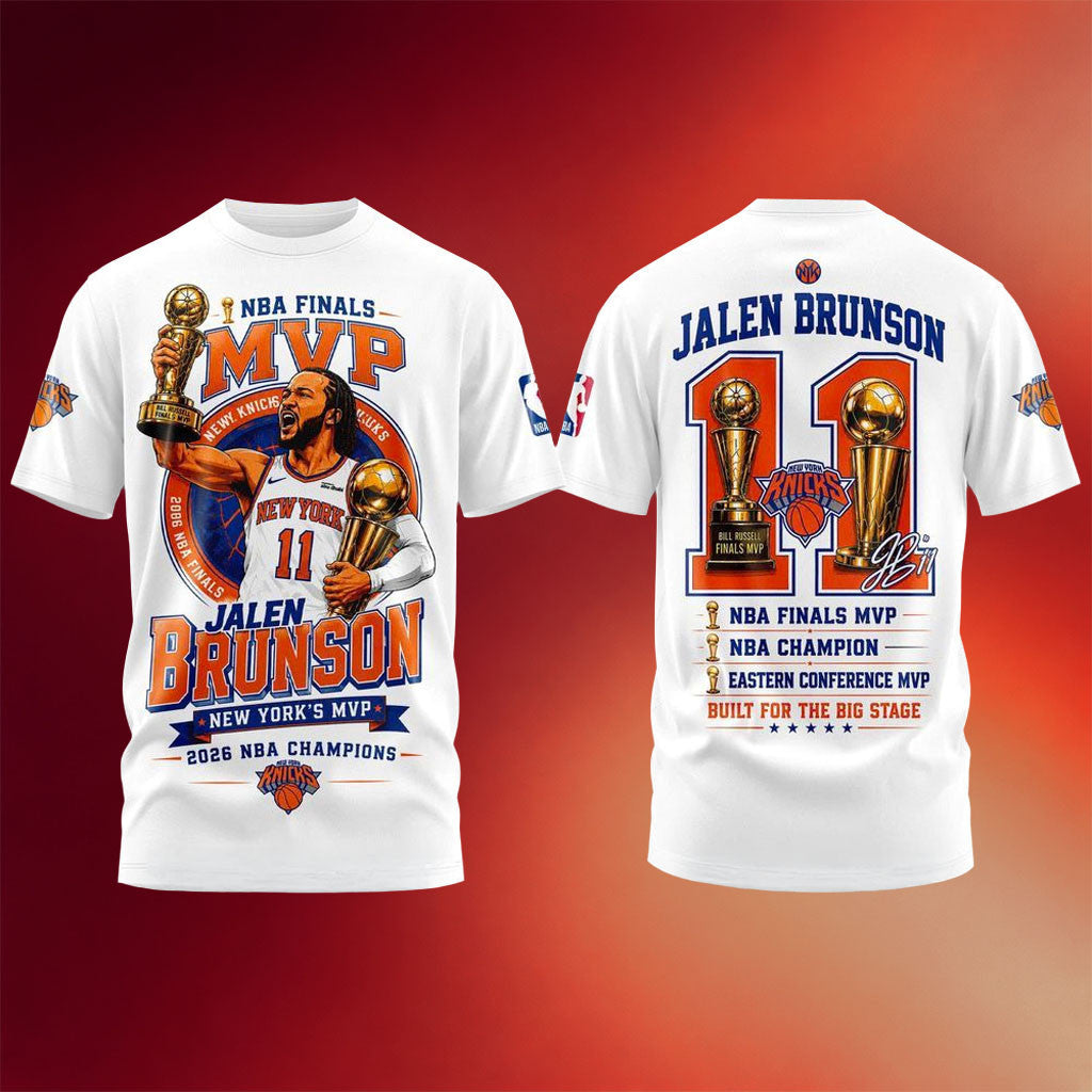 Jalen Brunson Merch 2026 Jalen Brunson New York Knicks Finals MVP T-Shirt Knicks Champions Merch