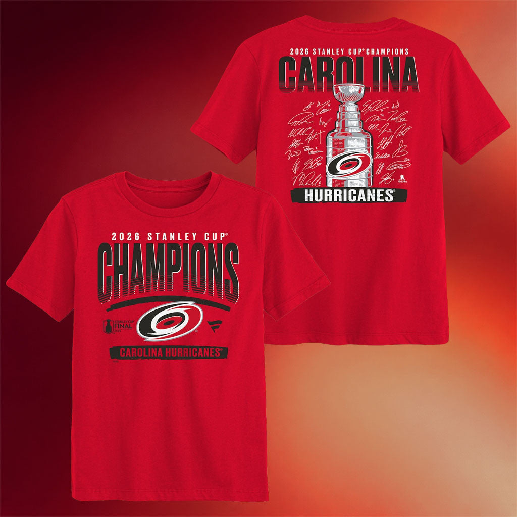 Carolina Hurricanes Champions Merch 2026 Stanley Cup Champions Signature Roster Red T-Shirt Gift