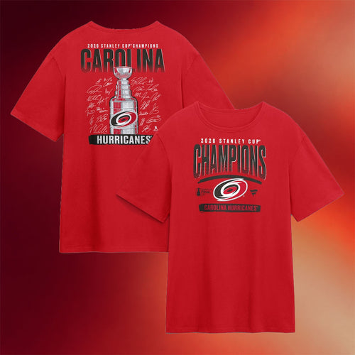 Carolina Hurricanes Champions Merch 2026 Stanley Cup Champions Signature Roster T-Shirt Red