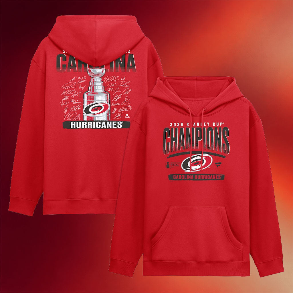 Carolina Hurricanes Champions Merch 2026 Canes Stanley Cup Champions Signature Roster Hoodie Red