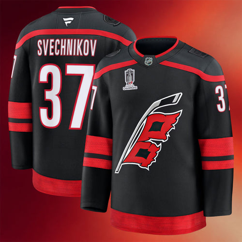 Carolina Hurricanes Champions Merch #37 Andrei Svechnikov 2026 Stanley Cup Champions Home Jersey