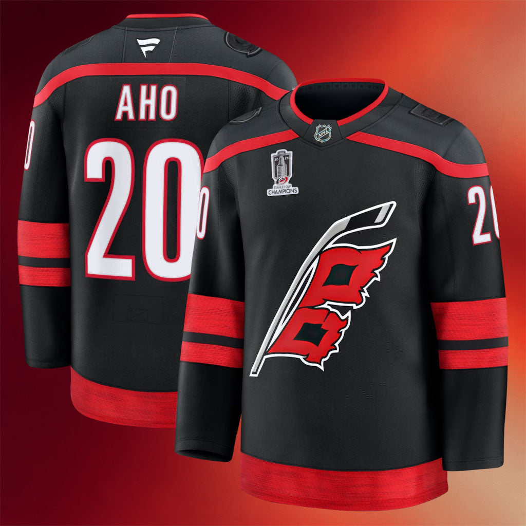 Carolina Hurricanes Champions Merch 2026 Sebastian Aho #20 Stanley Cup Champions Home Jersey
