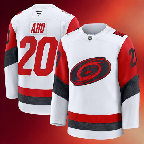 Carolina Hurricanes Champions Merch 2026 Carolina Hurricanes Sebastian Aho #20 White Away Jersey