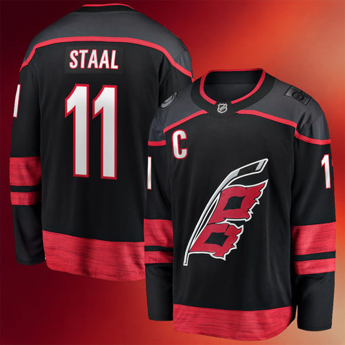 Jordan Staal Merch #11 Staal Carolina Hurricanes Home Captain Patch Breakaway Jersey Fan Gifts