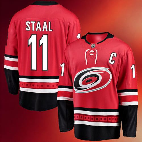 Jordan Staal Merch #11 Jordan Staal Carolina Hurricanes Red Alternate Breakaway Jersey Fan Gift