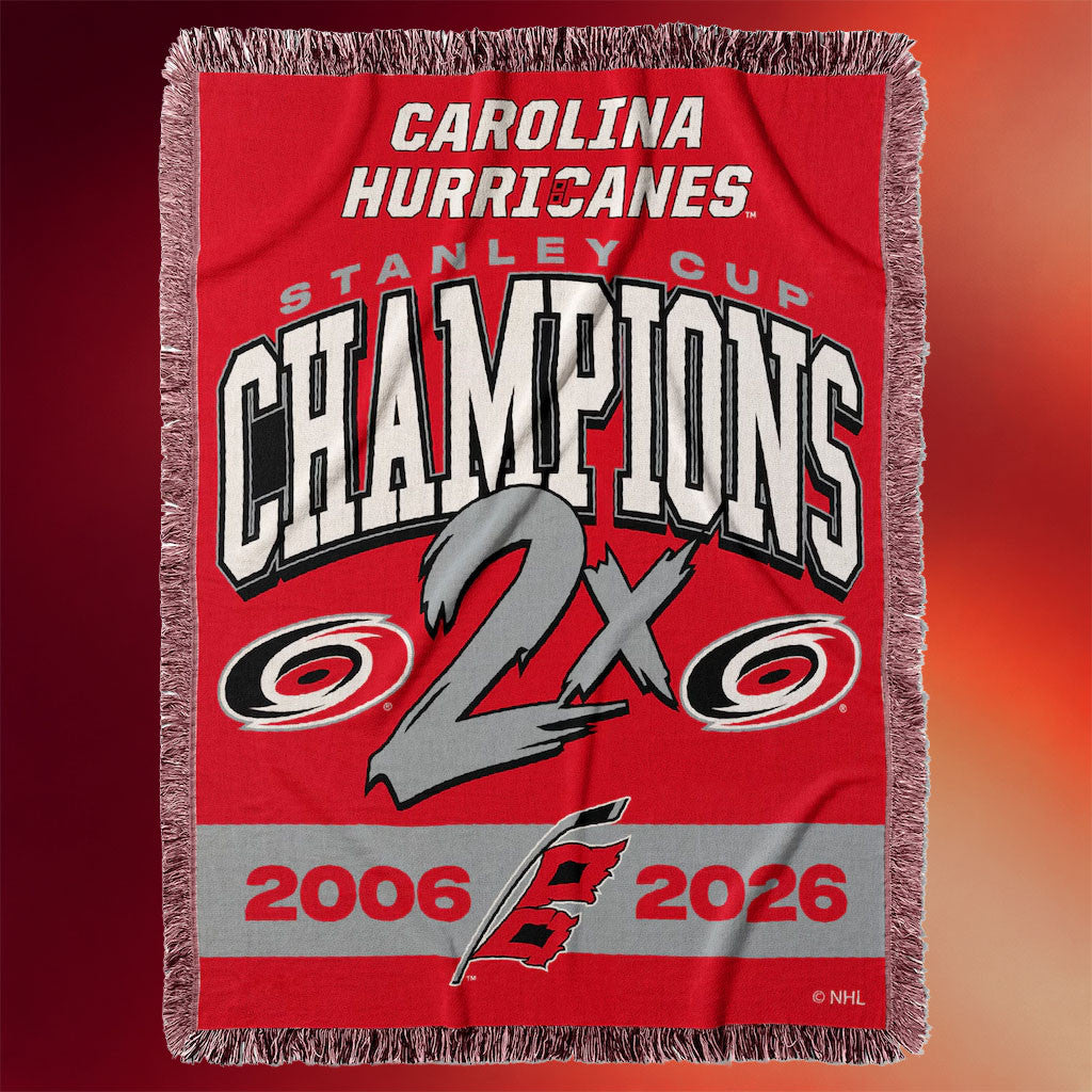 Carolina Hurricanes Champions Merch Hurricanes Two-Time Stanley Cup Champions Blanket Fan Gifts