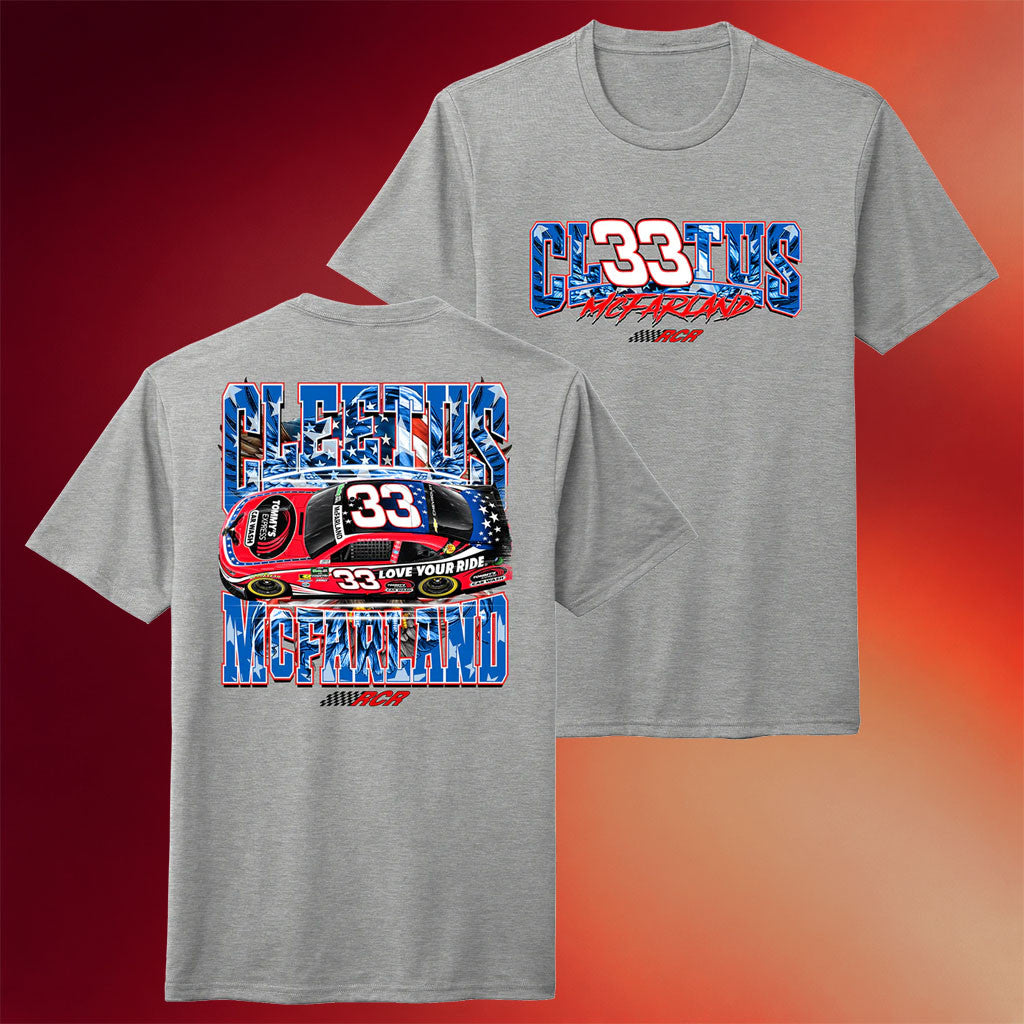 Cleetus McFarland Merch 2026 Cleetus McFarland #33 Richard Childress Racing Team T-Shirt Gray