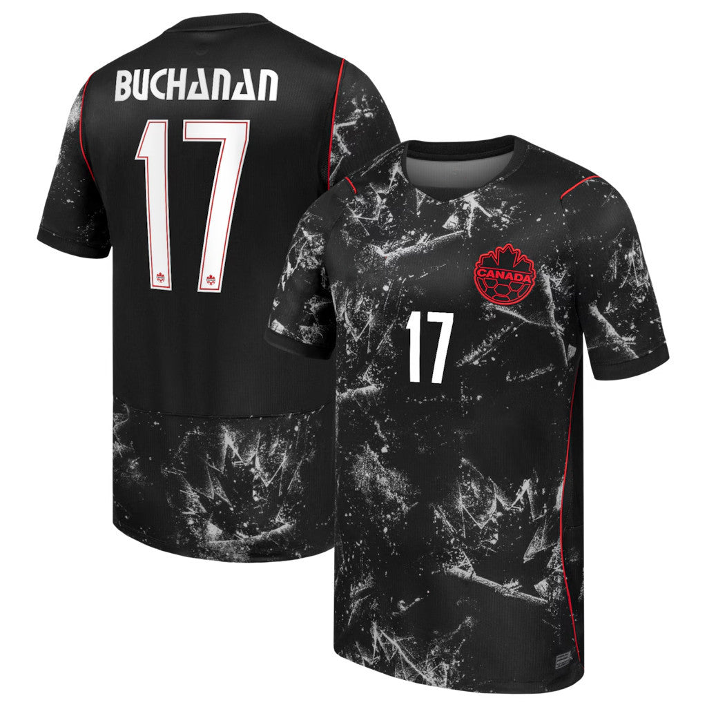 Canada World Cup 2026 Merch #17 Tajon Buchanan Canada Soccer 2026 Away Stadium Jersey Black