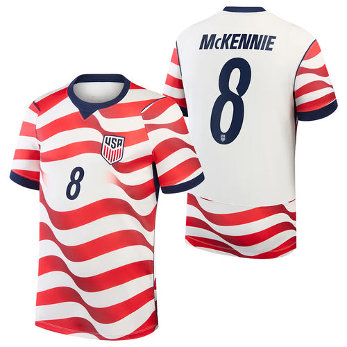 USMNT World Cup 2026 Merch #8 Weston McKennie USMNT 2026 Stadium Home Jersey Present For Fans