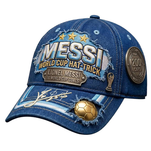 FIFA World Cup 2026 Lionel Messi World Cup Hat-Trick Distressed Hat Lionel Messi Merch Signed