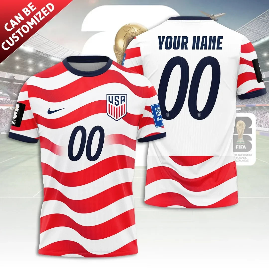 Personalized USA National Football T-Shirt USMNT Merch USA Soccer FIFA World Cup Shirt Fan Gift