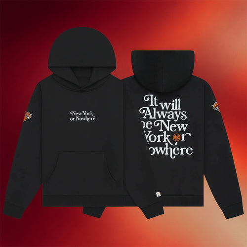 New York Or Nowhere Merch NYON X Knicks Motto Hoodie Black Gifts For Basketball Enthusiast
