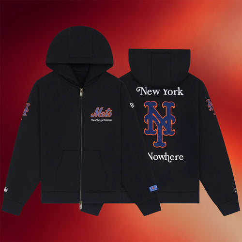 New York Or Nowhere Merch NYON X Mets Metropolitans Zip Hoodie Black Gifts For Baseball Fans