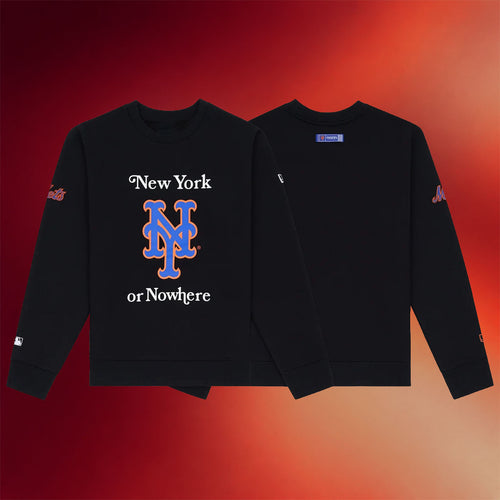 New York Or Nowhere Merch NYON X Mets Shea Crewneck Sweatshirt NY Baseball Fan Gear Black