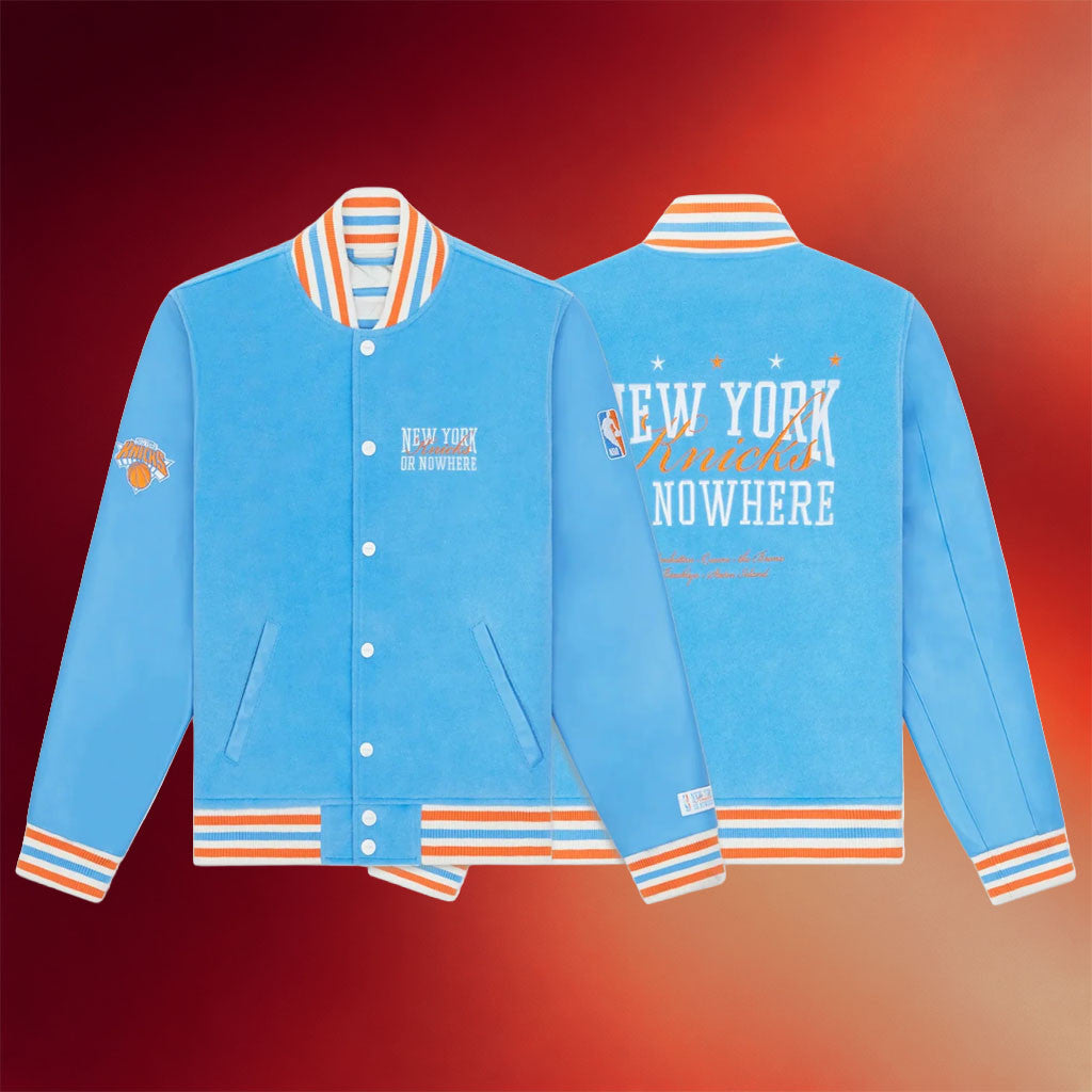 New York Or Nowhere Merch NYON X Knicks Give And Go Varsity Jacket Basketball Lover Gift Ideas