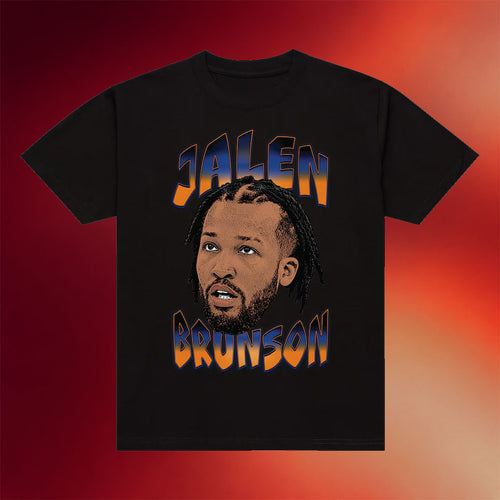 Mitchell And Ness NY Knicks Champions Merch 2026 Jalen Brunson Big Face Player T-Shirt Black