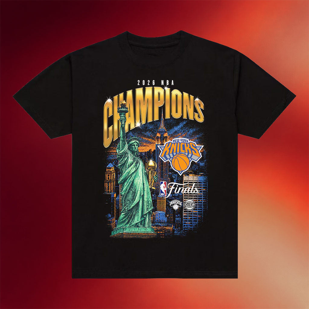 Mitchell And Ness NY Knicks Champions Merch 2026 Knicks Finals Champions City T-Shirt Black