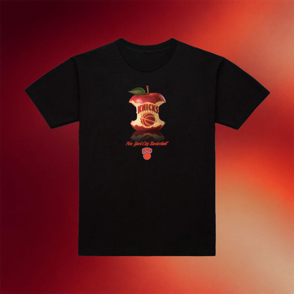 Mitchell And Ness NY Knicks Champions Merch 2026 New York Knicks Black Court Apple T-Shirt