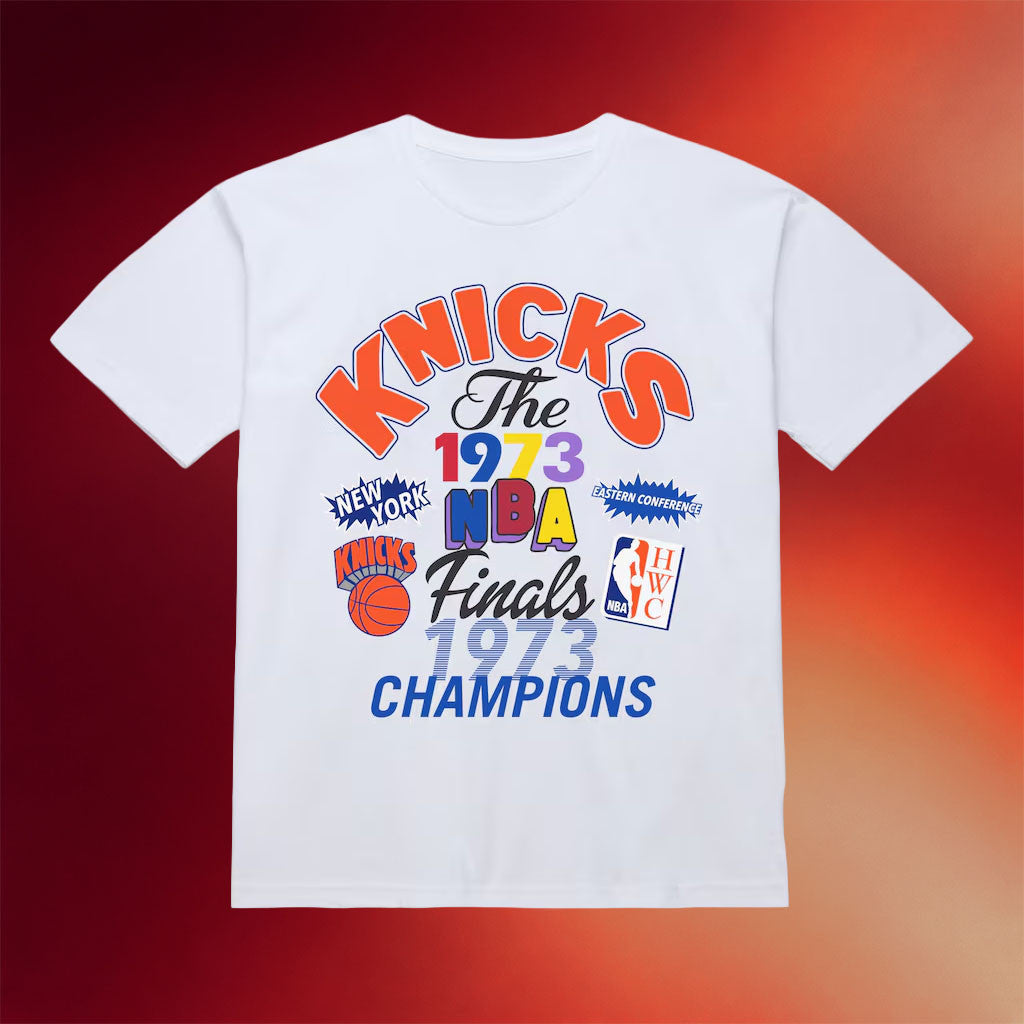 Mitchell And Ness NY Knicks Champions Merch 2026 Knicks 1973 Finals Champions Fest T-Shirt White