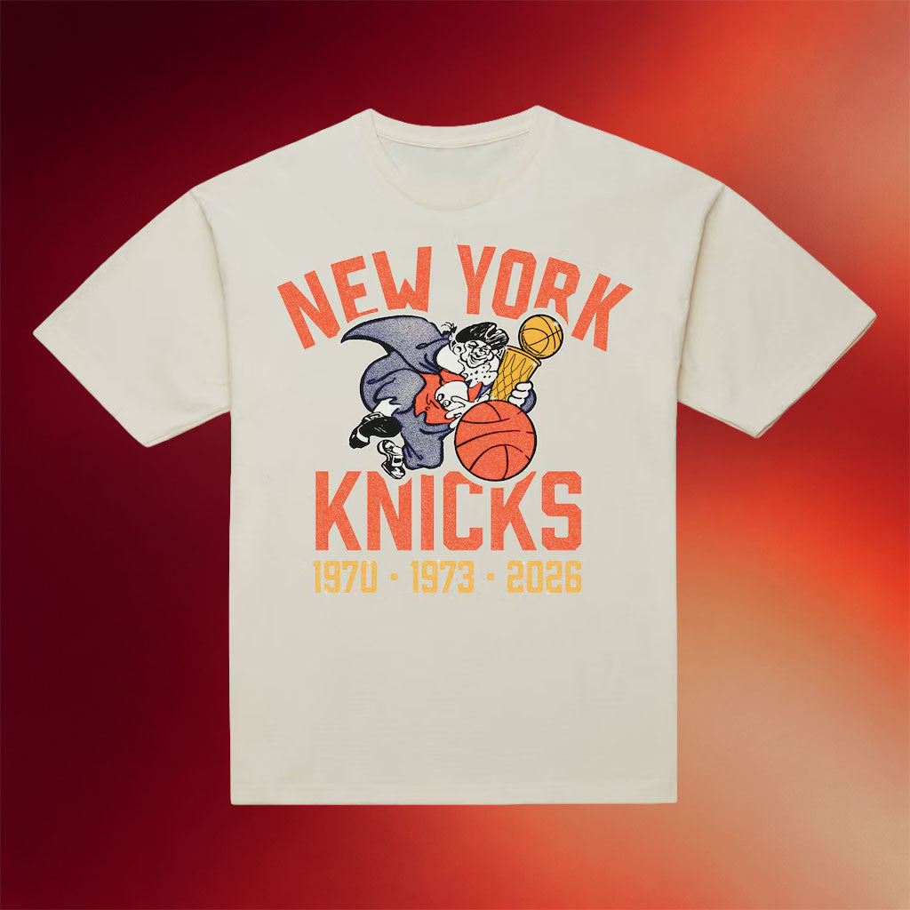 Mitchell And Ness NY Knicks Champions Merch 2026 Knicks 3X Finals Champions Knickerbocker T-Shirt