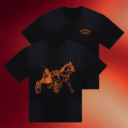 Siegelman Stable X New York Knicks Merch 2026 NY Knicks X Siegelman Racing Stable T-Shirt Black