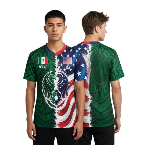 Half USA Half Mexico Flag Split Soccer Jersey World Cup 2026 Apparel Gift For Soccer Lovers