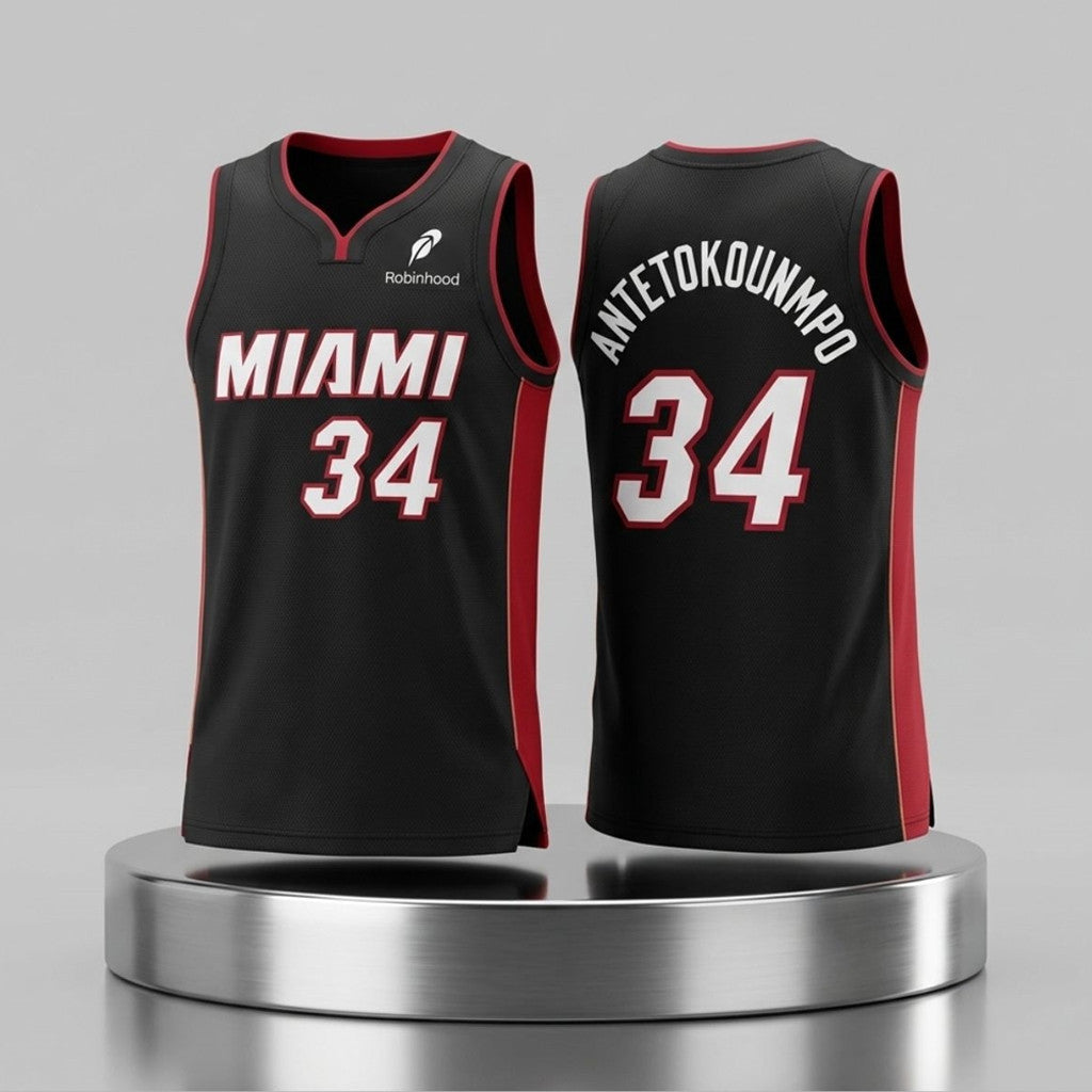 Miami Heat Merch 2026 Giannis Antetokounmpo #34 Miami Heat Jersey Black Gift For Basketball Fan