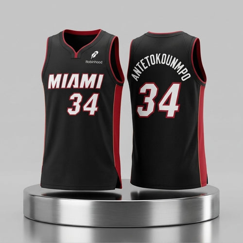 Miami Heat Merch 2026 Giannis Antetokounmpo #34 Miami Heat Jersey Black Gift For Basketball Fan