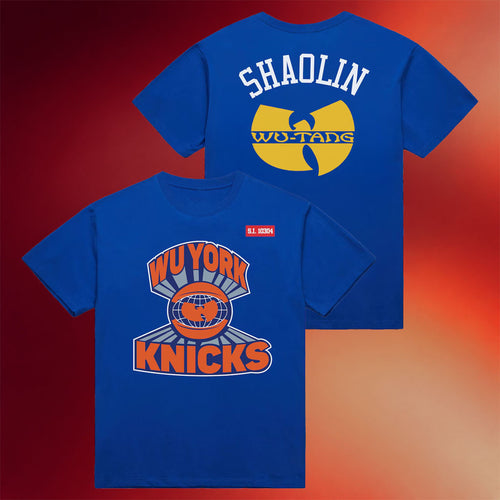 Mitchell And Ness NY Knicks Champions Merch 2026 New York Knicks X Wu-Tang Wu York T-Shirt Blue