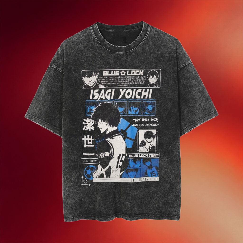 Blue Lock Merch 2026 Isagi Yoichi Blue Lock Anime Washed T-Shirt Father's Day Gifts For Son