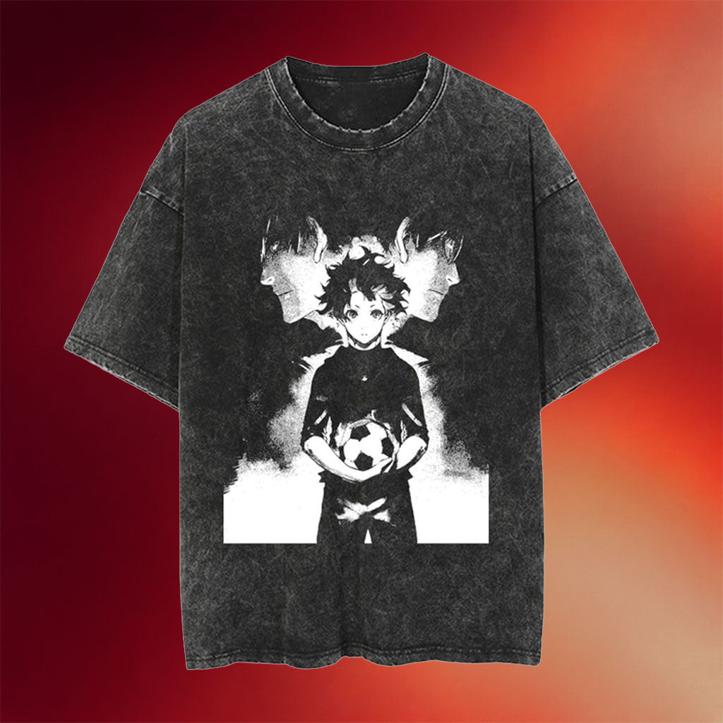 Blue Lock Merch 2026 Isagi Yoichi T-Shirt Blue Lock Anime Washed Shirt Gifts For Him